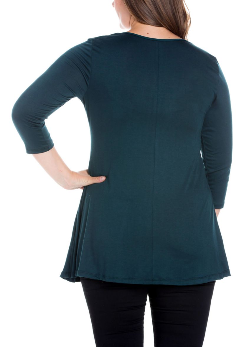Plus Size 3/4 Sleeve V-Neck Tunic Top
