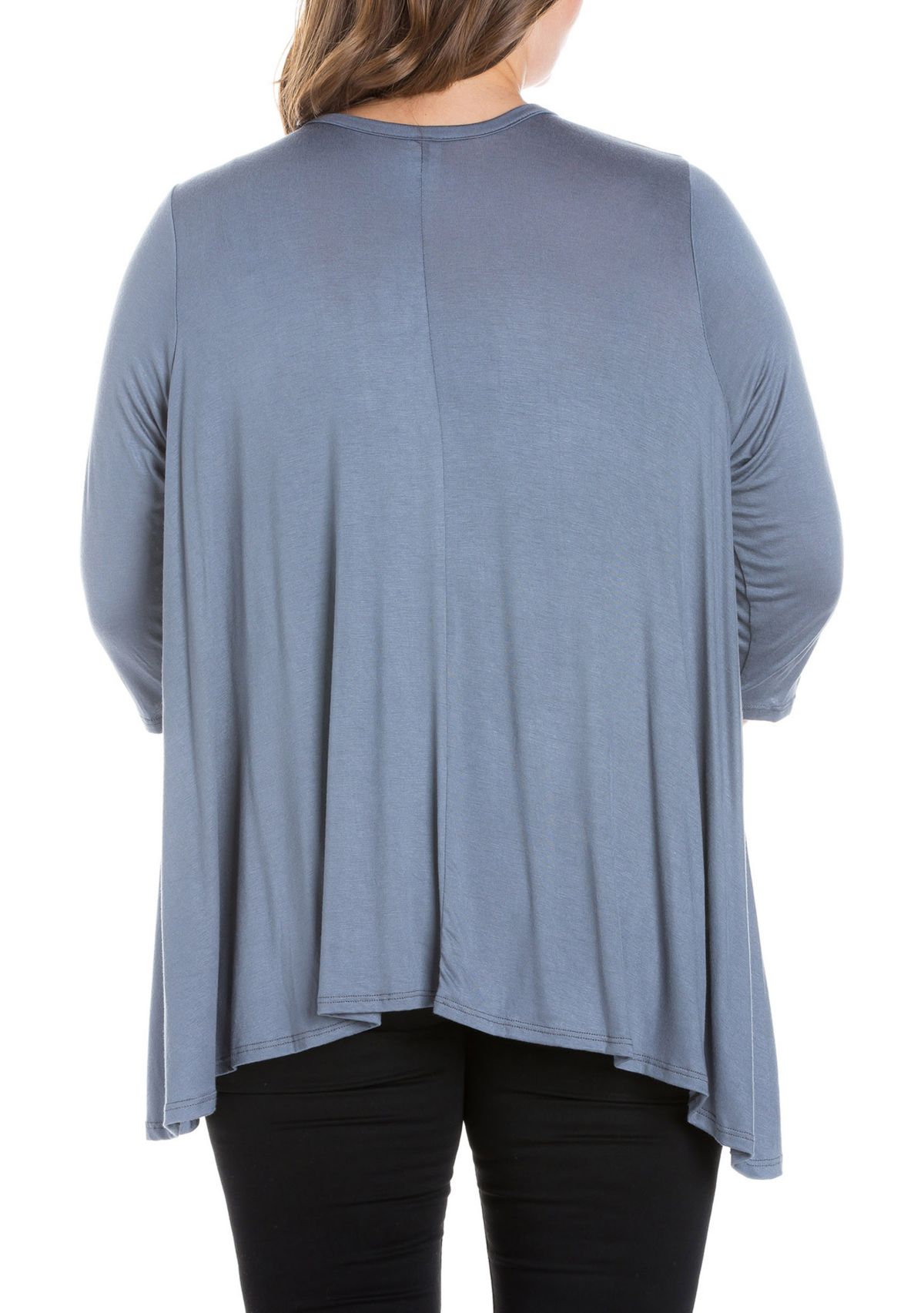 Plus Size Elbow Length Sleeve Open Cardigan