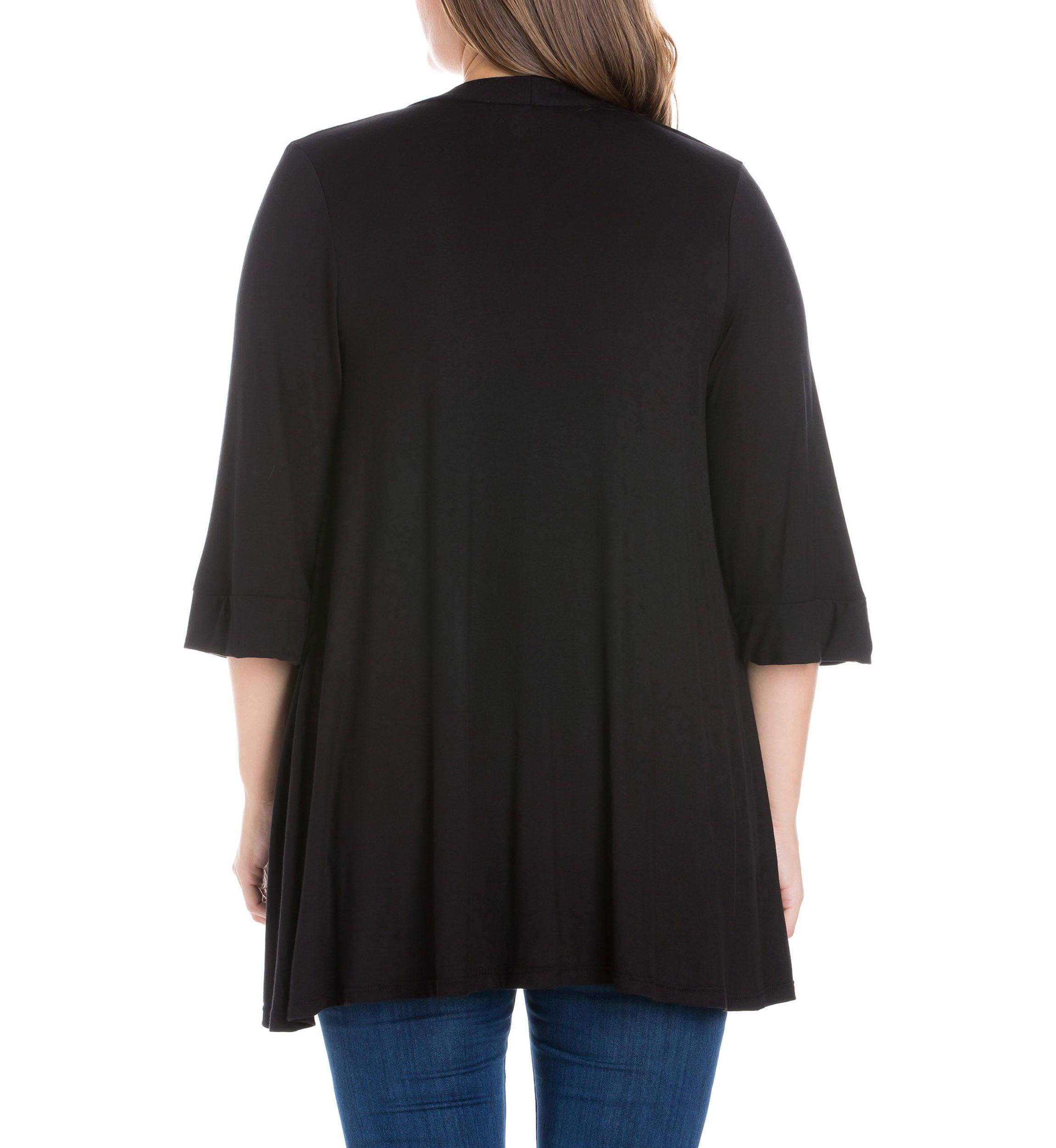 Plus Size Elbow Length Sleeve Open Front Cardigan
