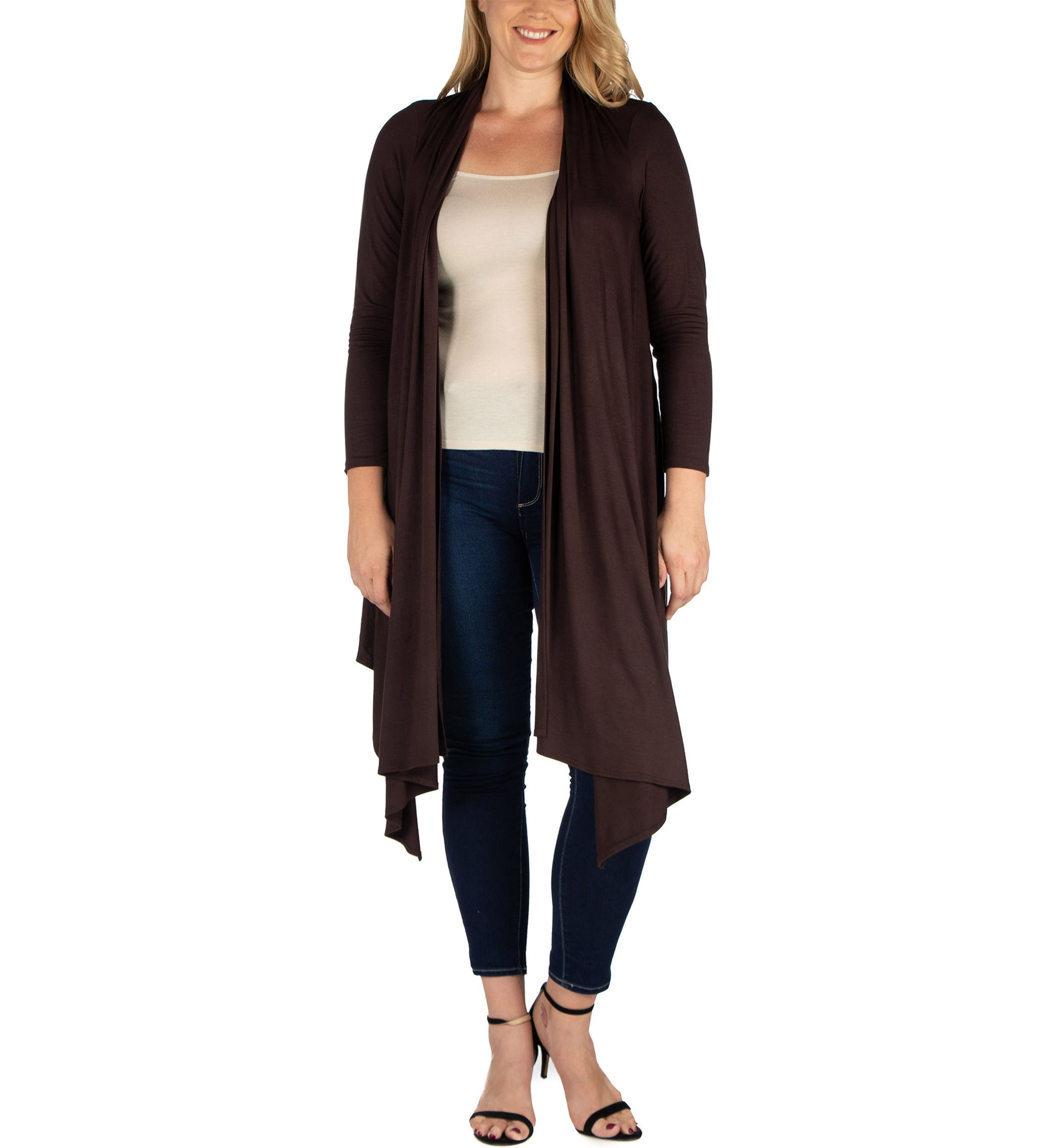 Plus Size Extra Long Open Front Cardigan