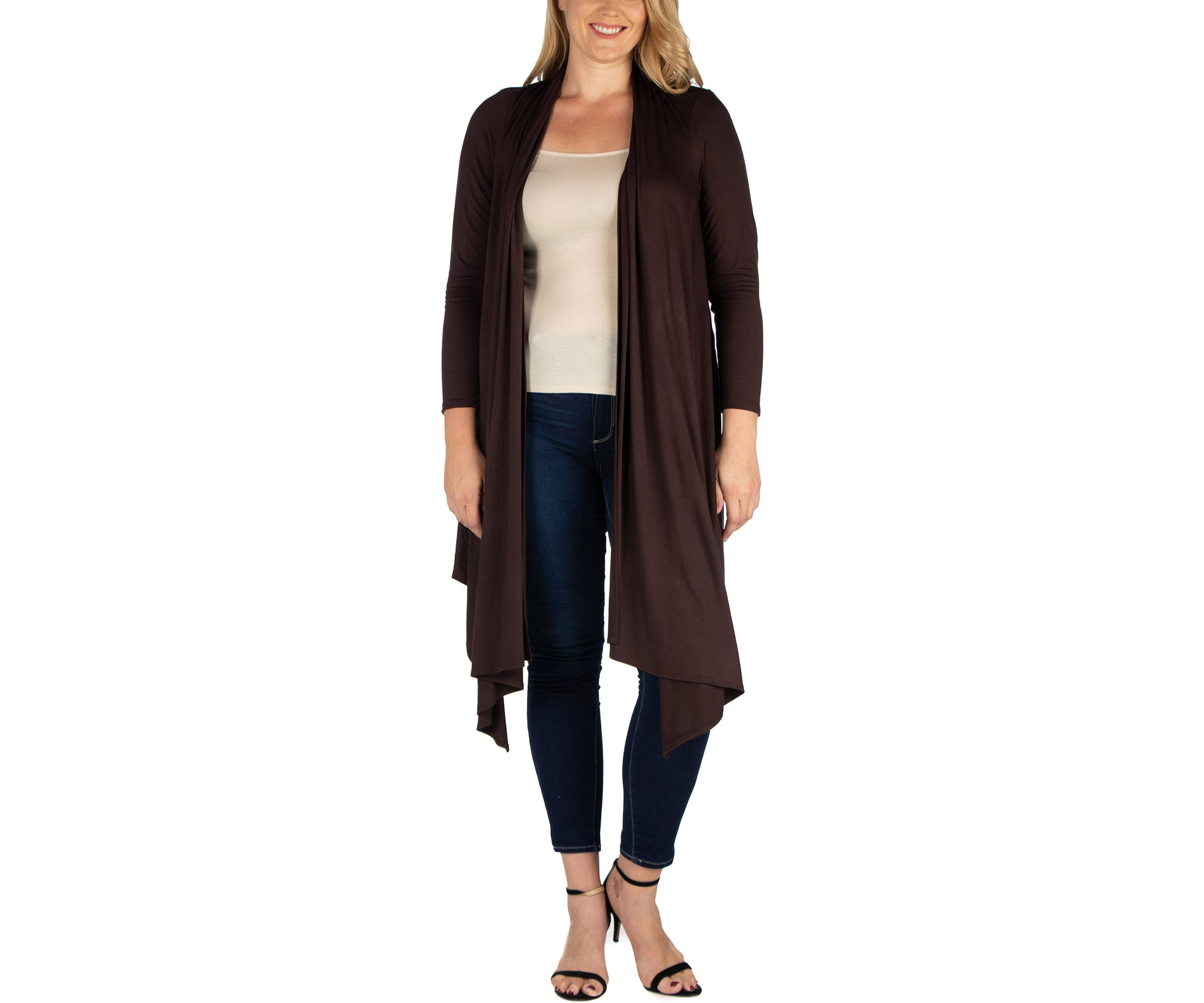 Plus Size Extra Long Open Front Cardigan