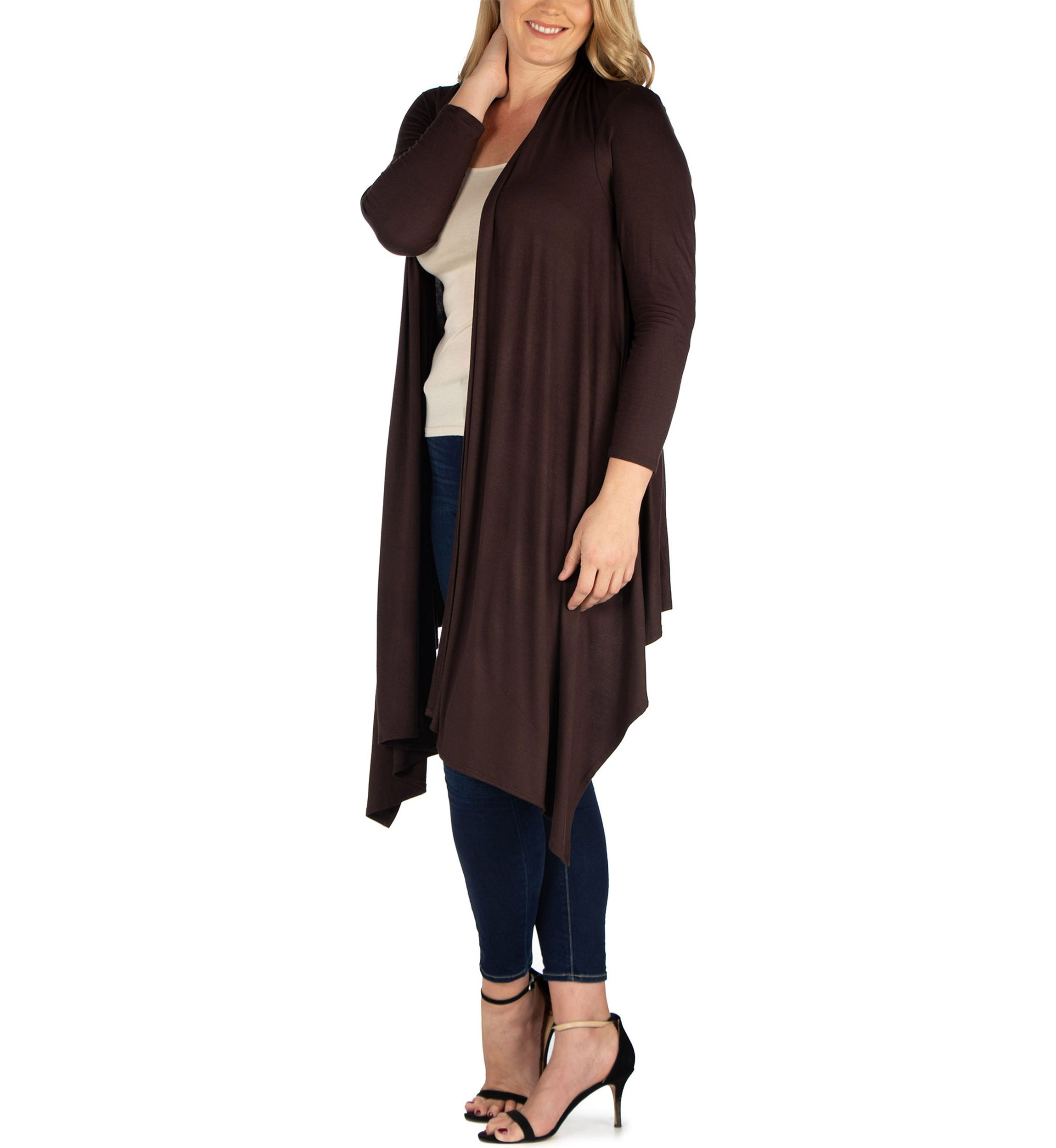Plus Size Extra Long Open Front Cardigan