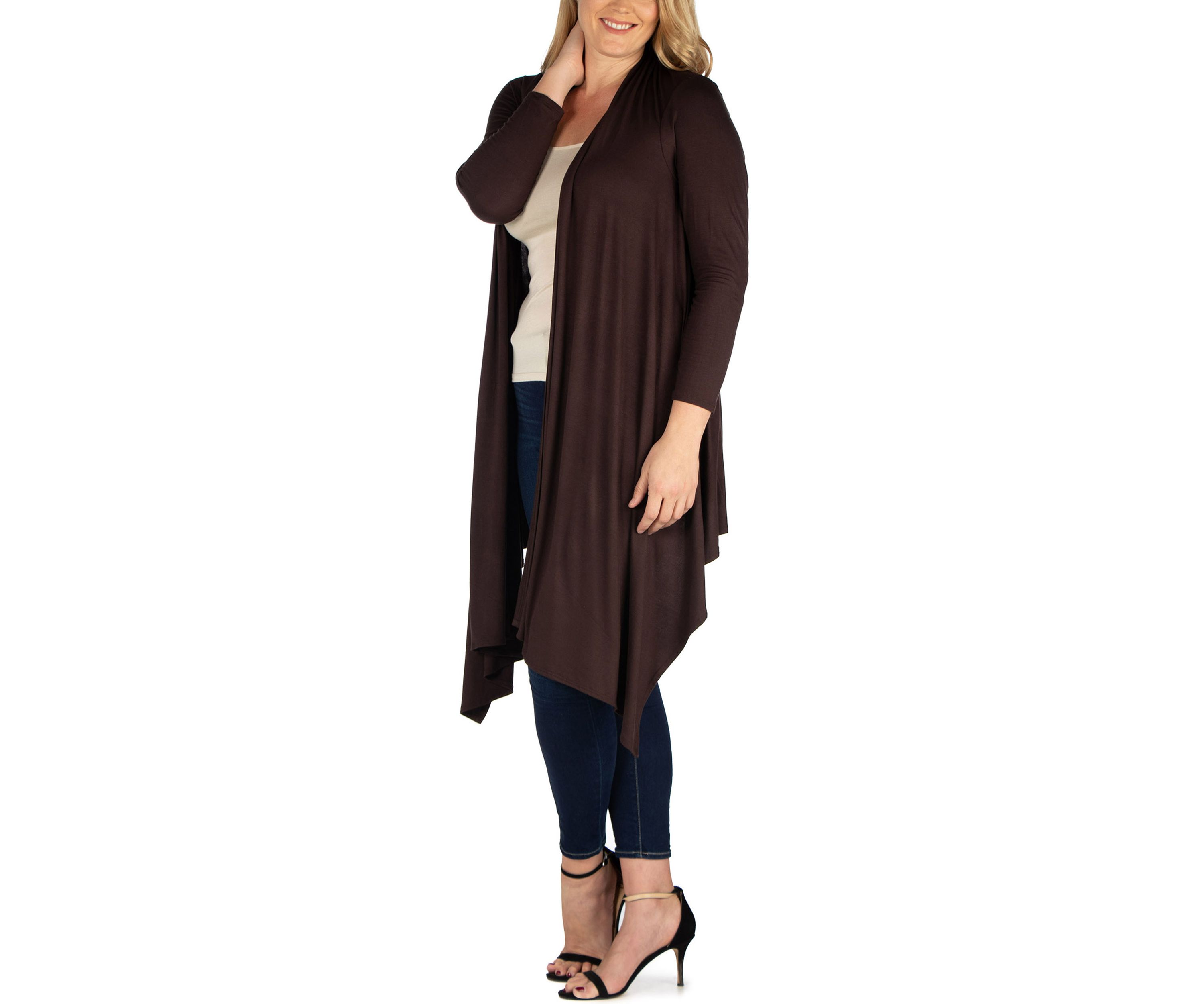 Plus Size Extra Long Open Front Cardigan