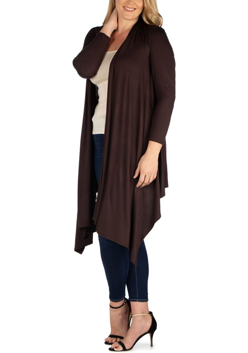 Plus Size Extra Long Open Front Cardigan