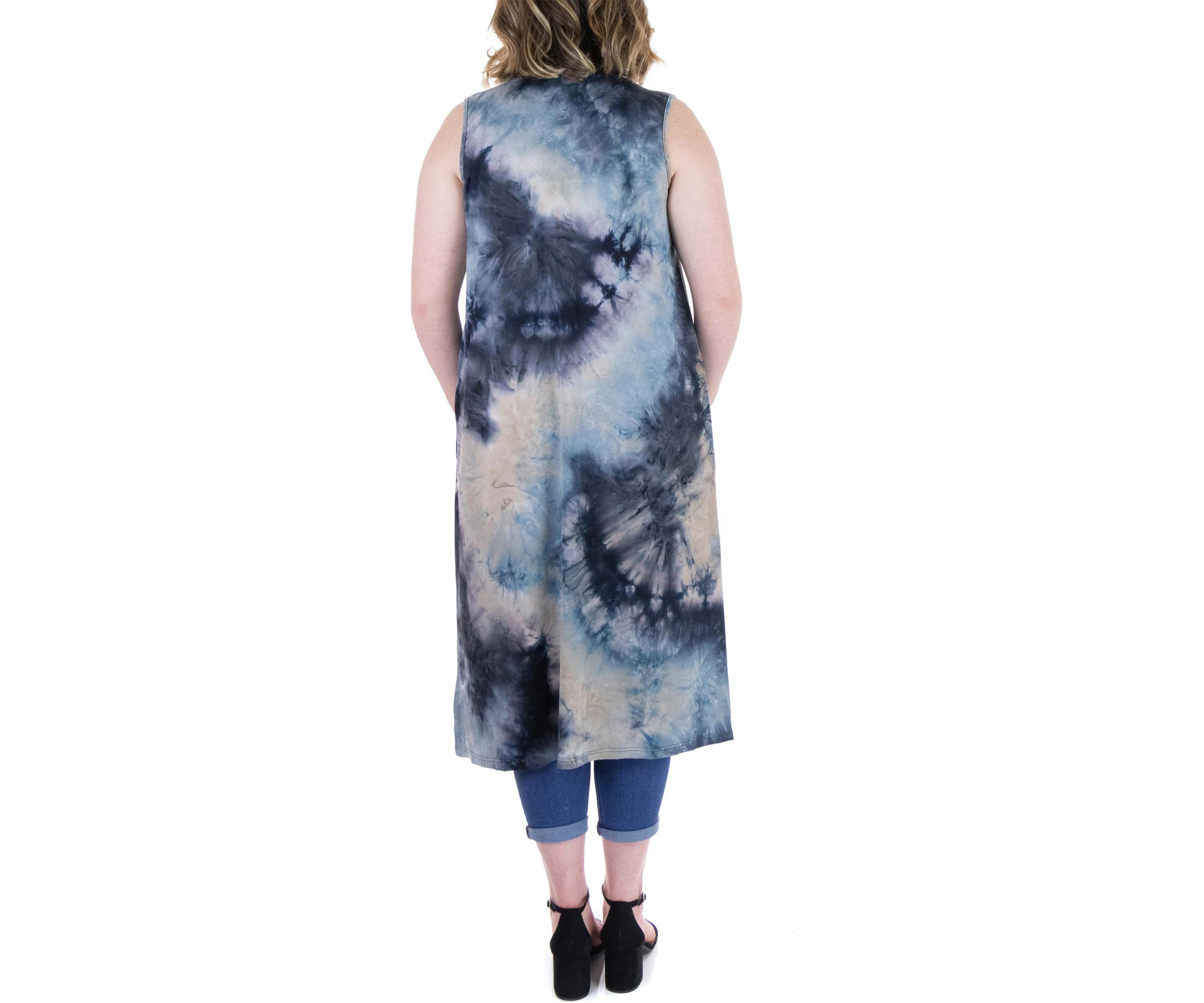 Tie Dye Sleeveless Open Front Plus Size Cardigan Vest