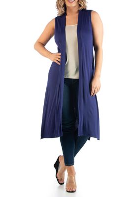 24seven Comfort Apparel Women's Plus Size Long Sleeveless Cardigan