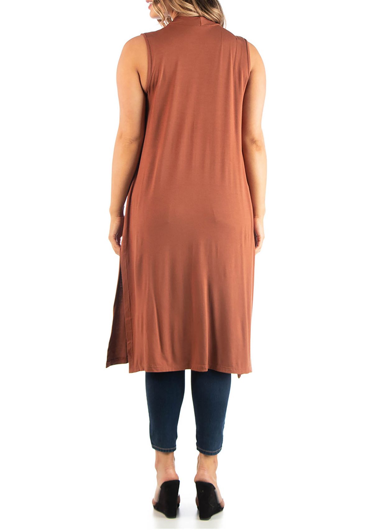 Plus Size Long Sleeveless Cardigan