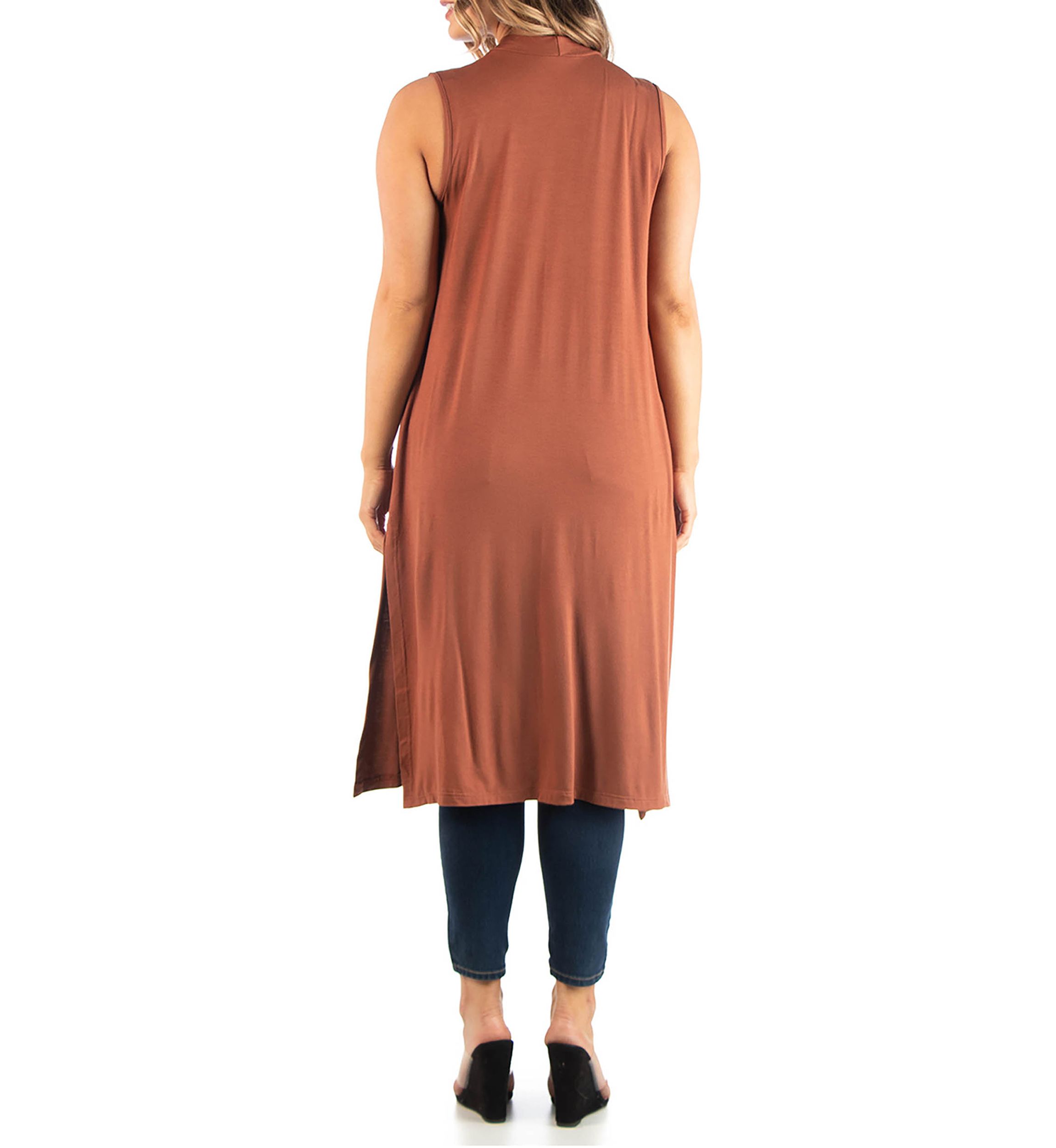Plus Size Long Sleeveless Cardigan