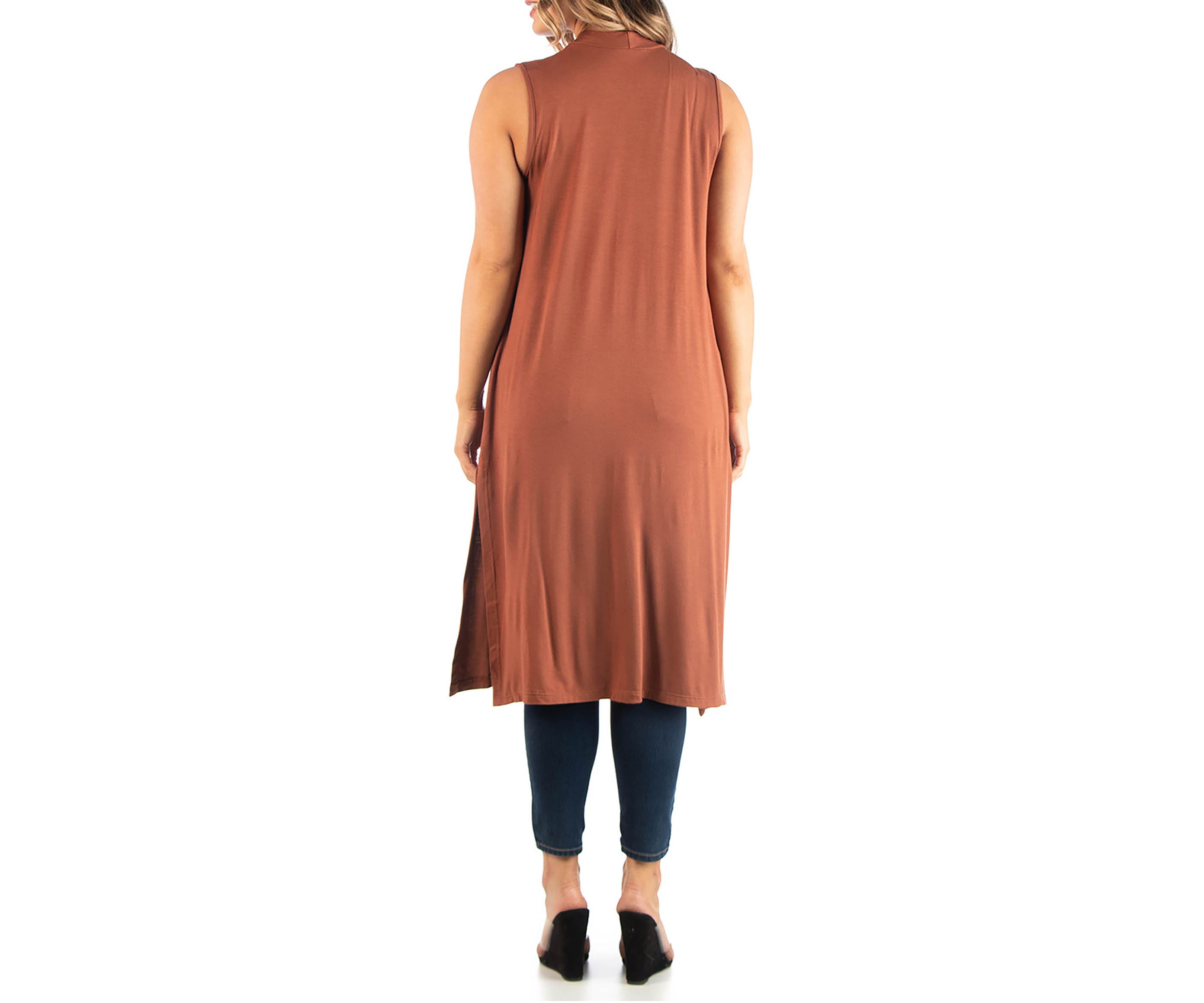 Plus Size Long Sleeveless Cardigan