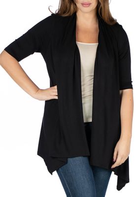 24seven Comfort Apparel Women's Plus Size Elbow Sleeve Cardigan