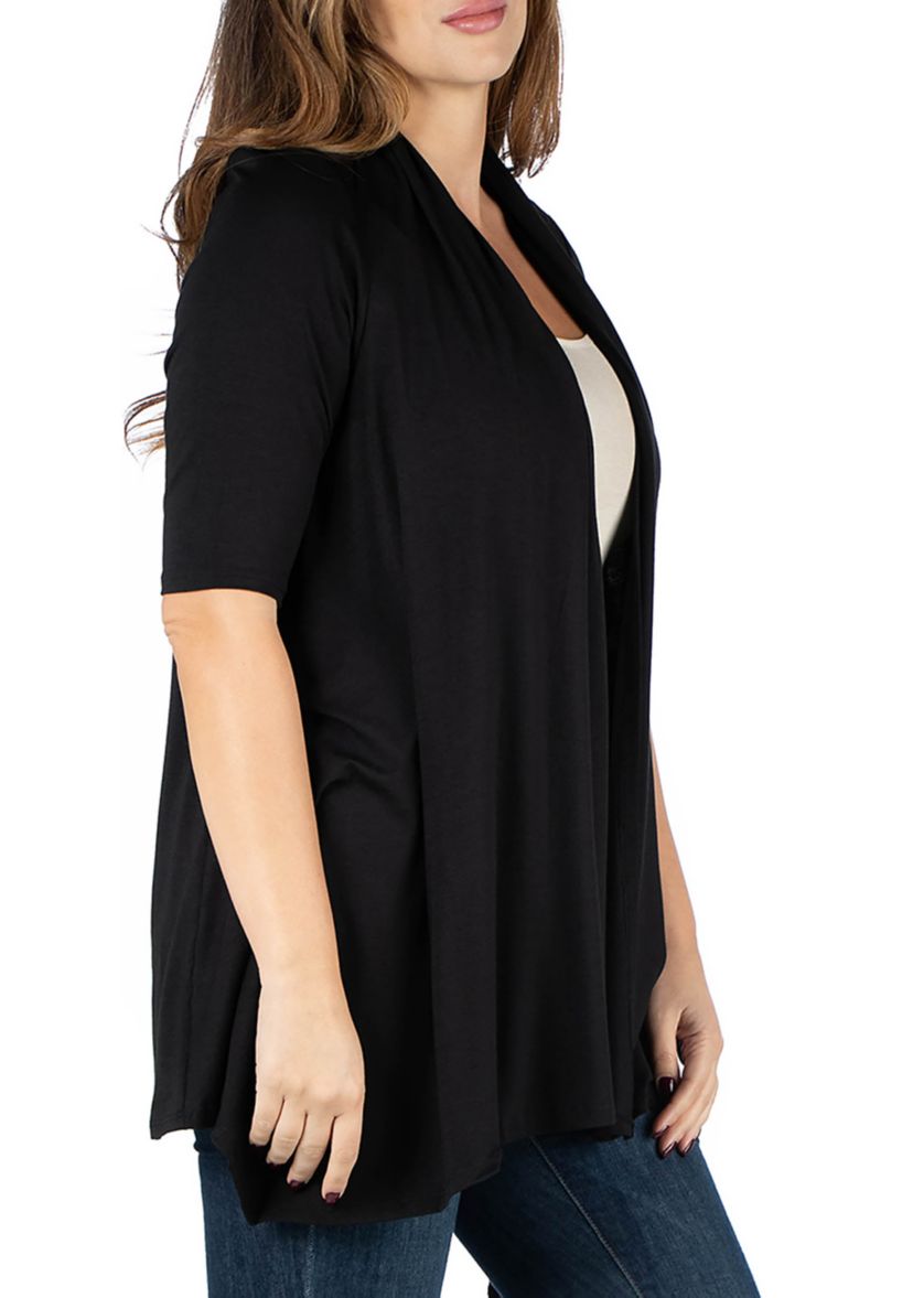 Plus Size Elbow Sleeve Cardigan