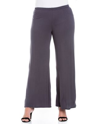 24seven Comfort Apparel Women's Plus Size Wide Leg Palazzo Pants