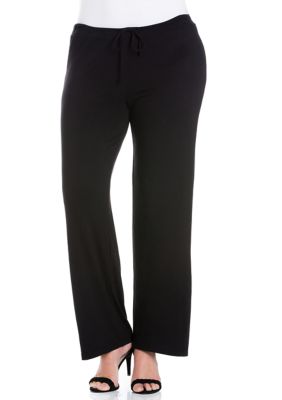 24seven Comfort Apparel Women's Plus Size Comfortable Stretch Drawstring Pants