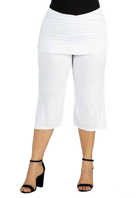 24seven Comfort Apparel Plus Size Foldover Waist Pants