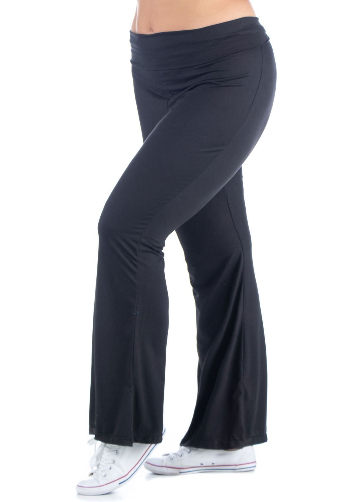 Plus Size Bell Bottom Fold Over Waist Sweatpants