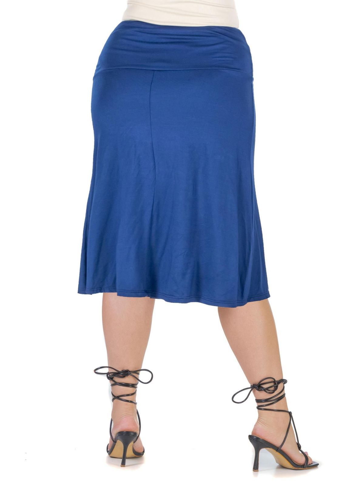 A Line Elastic Waist Knee Length Plus size Skirt