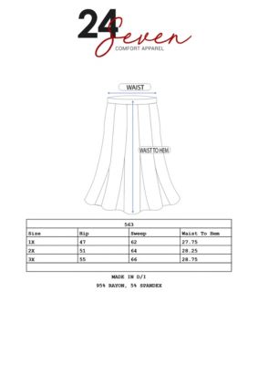 A Line Elastic Waist Knee Length Plus Skirt