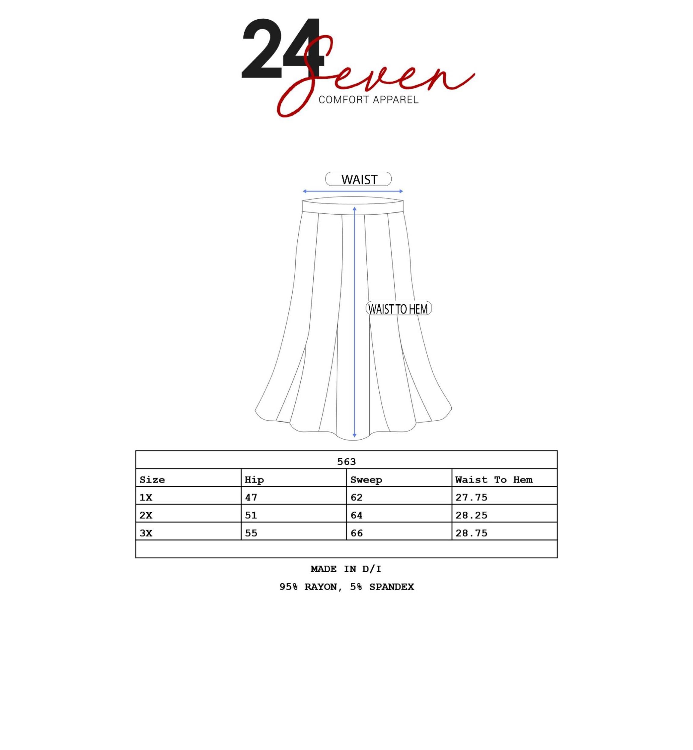 A Line Elastic Waist Knee Length Plus size Skirt