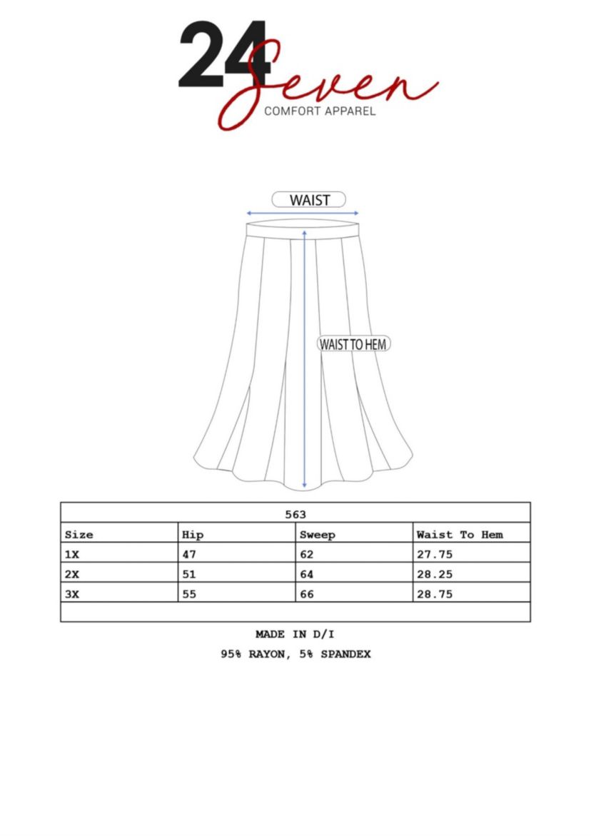 A Line Elastic Waist Knee Length Plus size Skirt