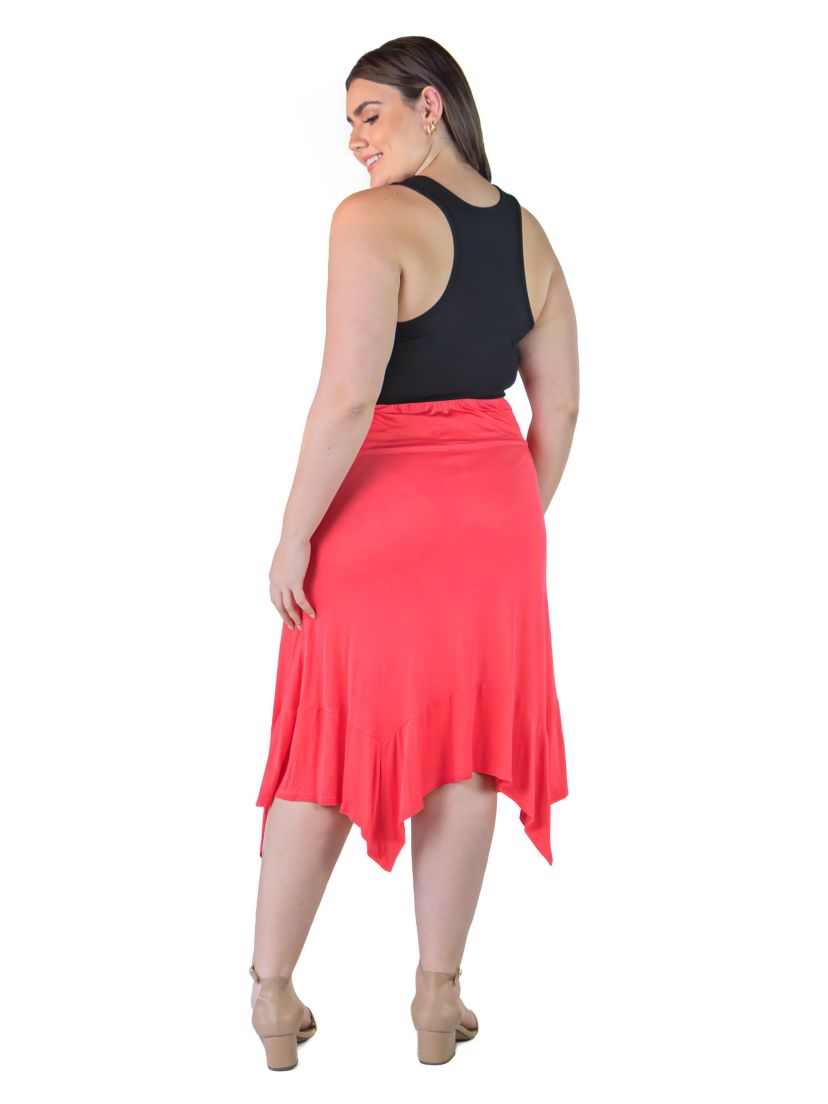 Plus Size Knee Length Elastic Waist Skirt