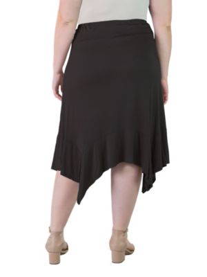 Plus Knee Length Elastic Waist Skirt