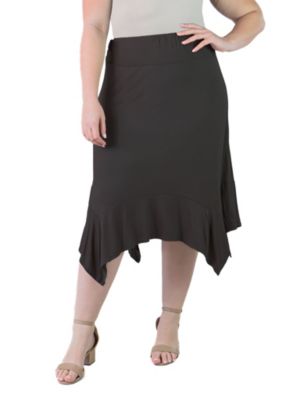 Plus Knee Length Elastic Waist Skirt