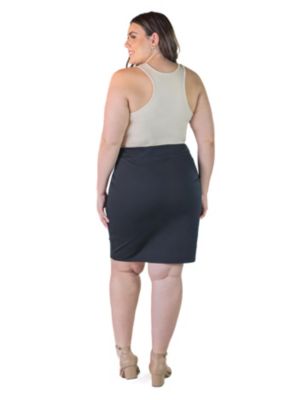 Plus Elastic Waist Knee Length Pencil Skirt