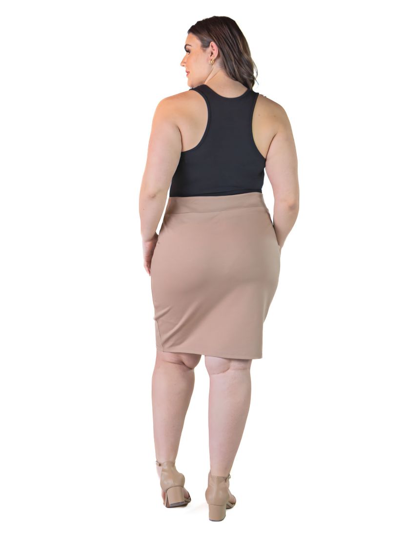 Plus Size Elastic Waist Knee Length Pencil Skirt