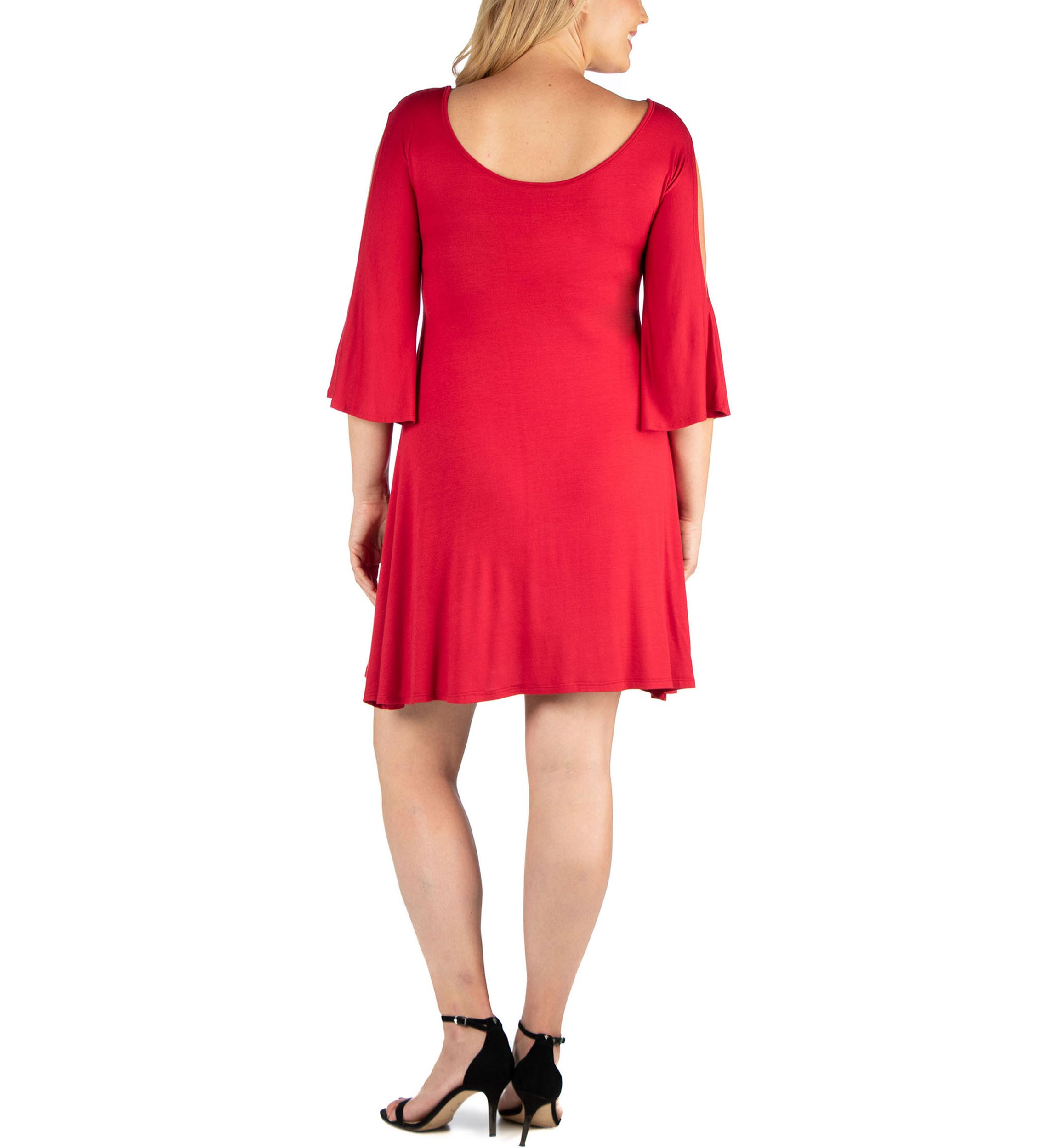 Plus Size Criss Cross Scoop Neckline Cold Shoulder Dress