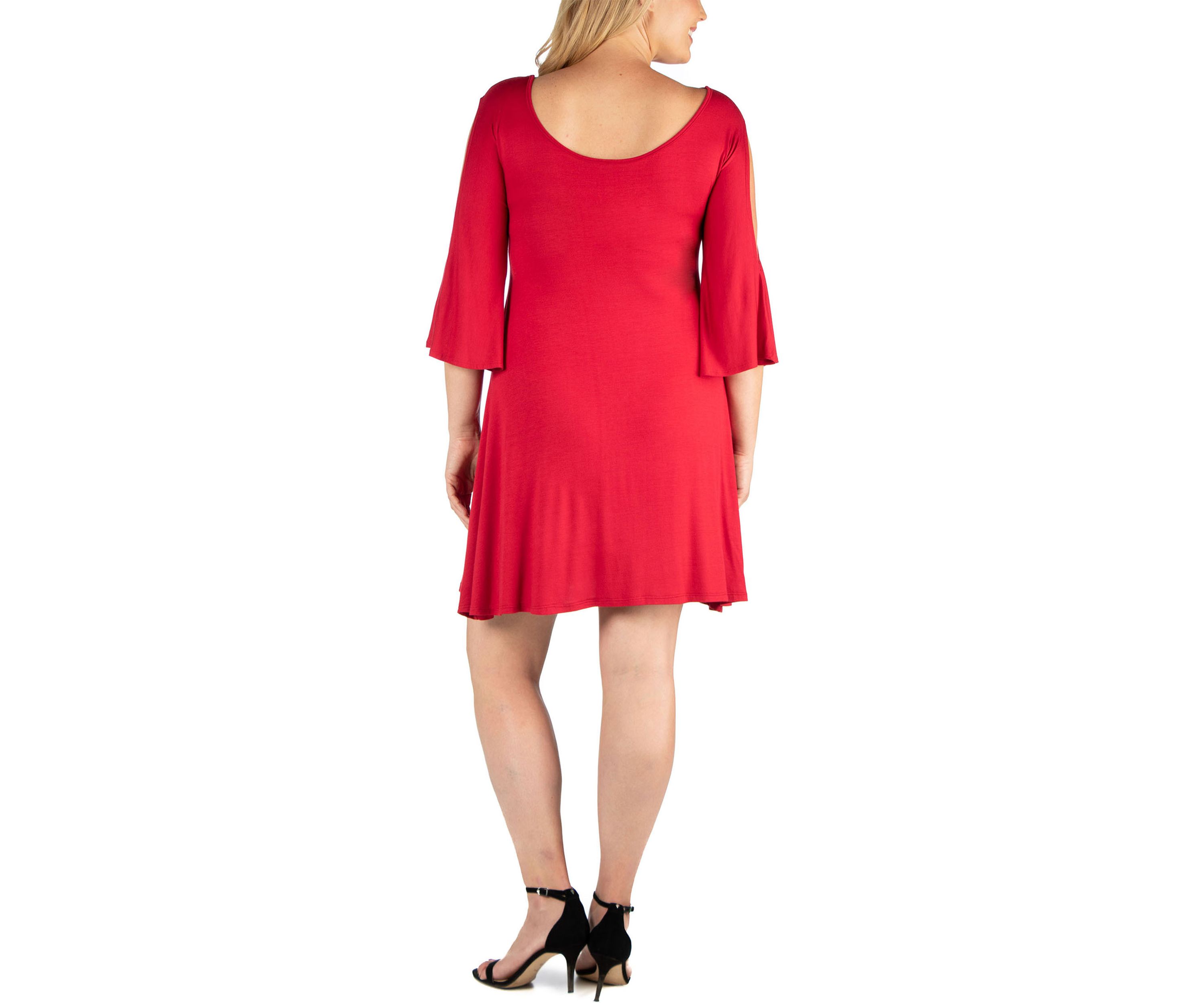 Plus Size Criss Cross Scoop Neckline Cold Shoulder Dress