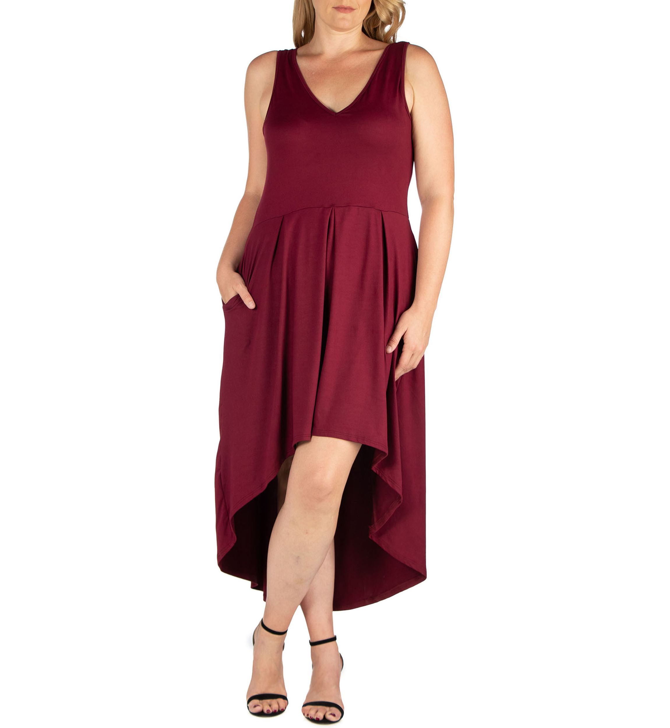 Plus Size High Low Party Dress with Pockets