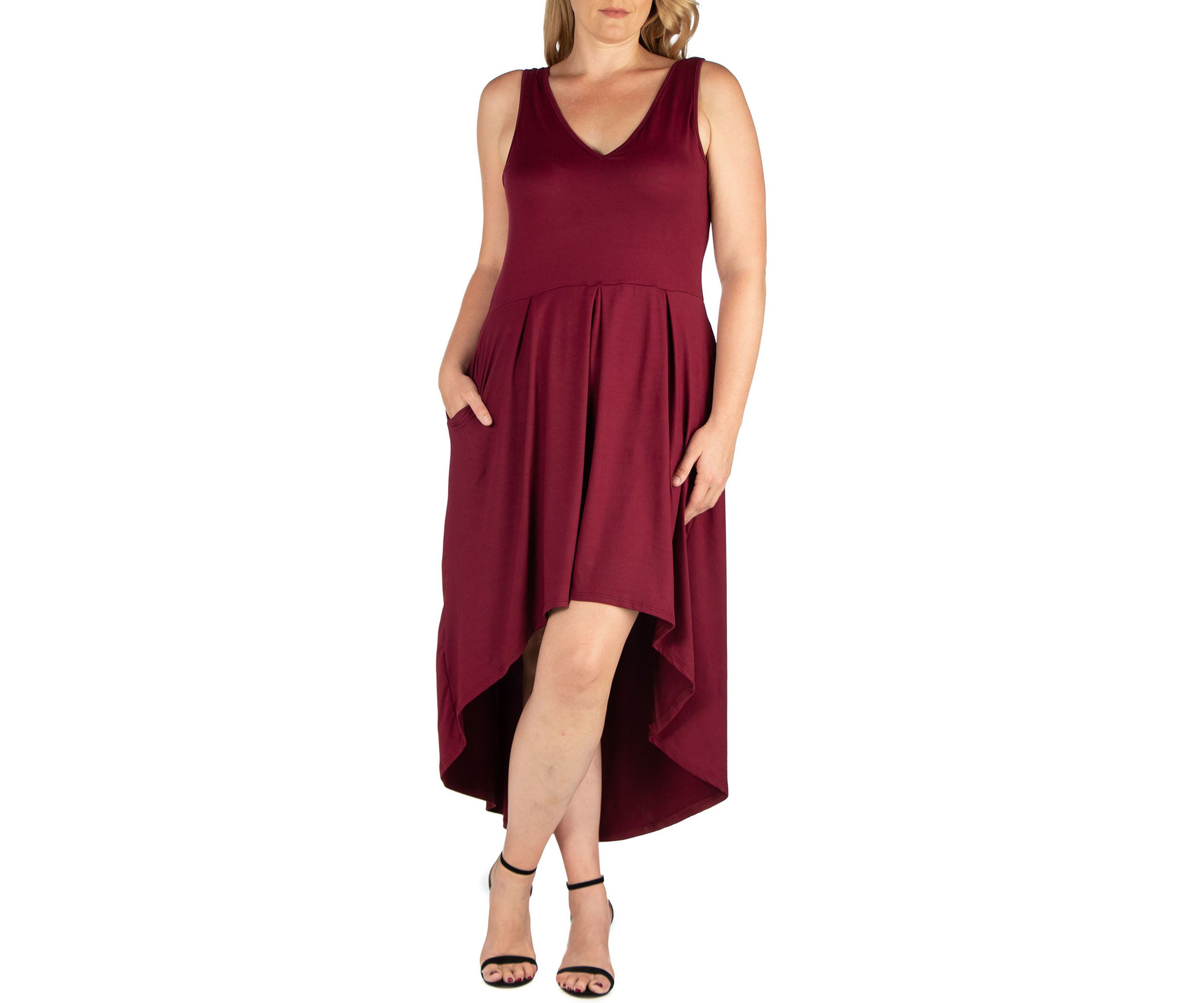 Plus Size High Low Party Dress with Pockets