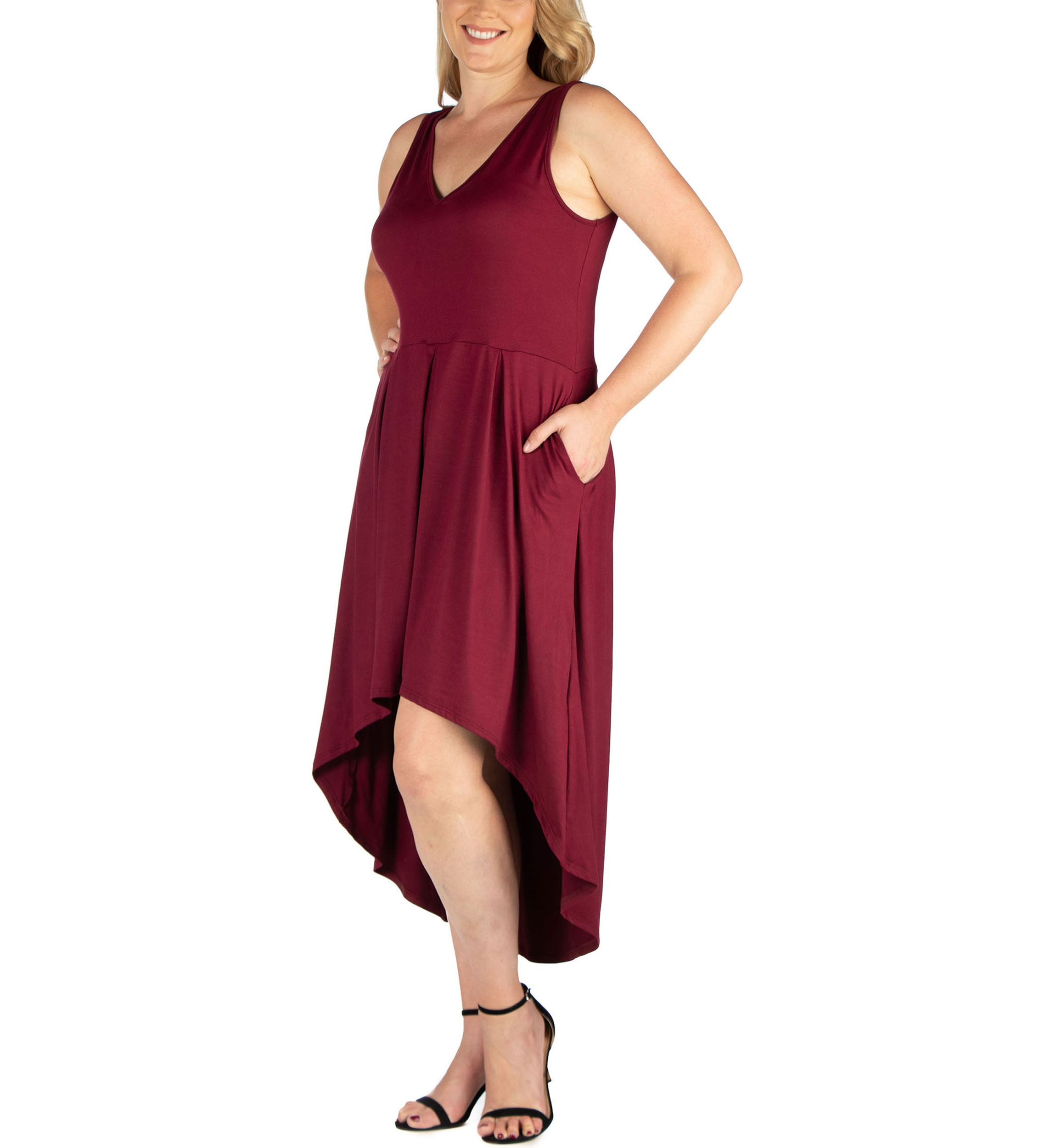 Plus Size High Low Party Dress with Pockets