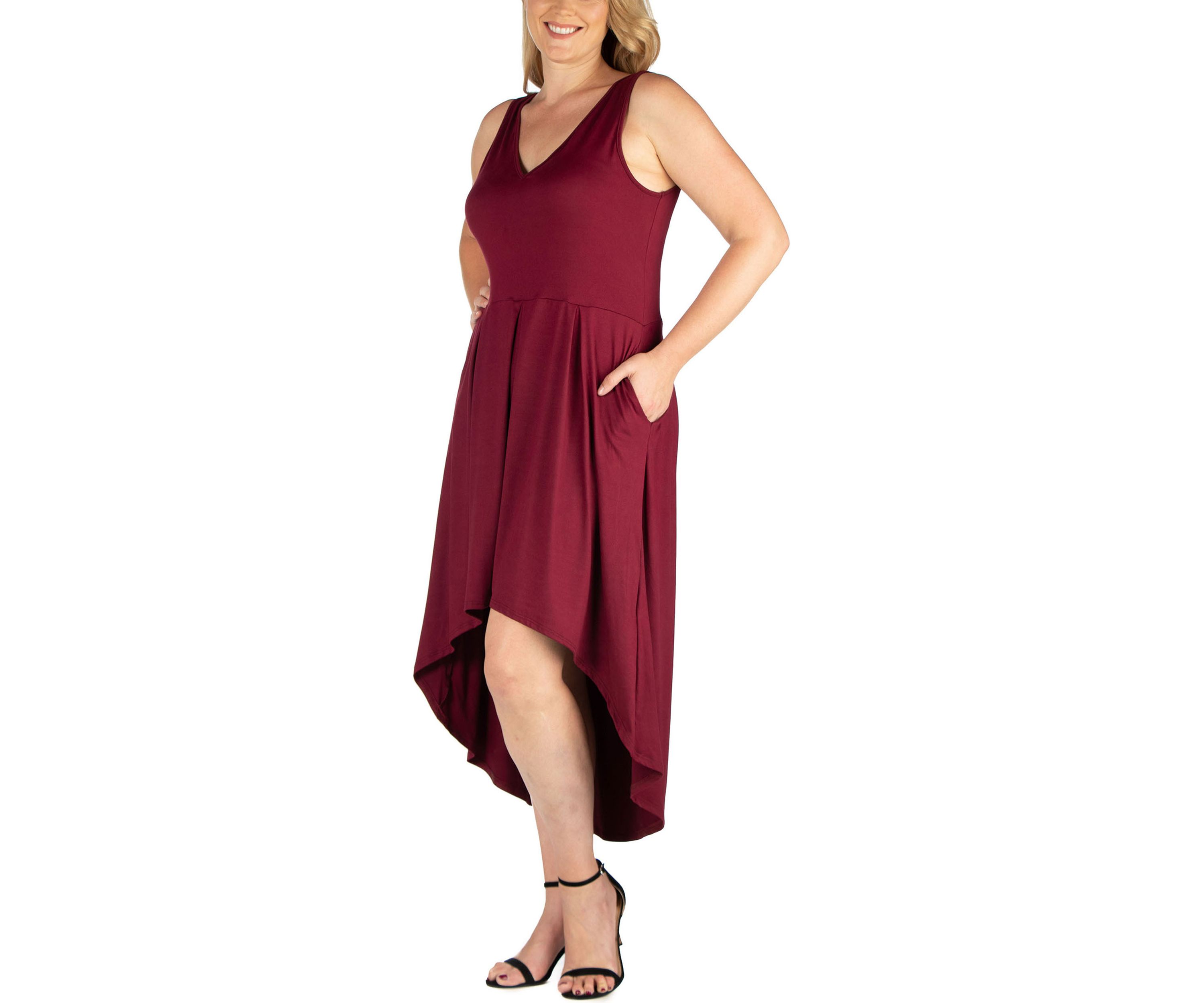 Plus Size High Low Party Dress with Pockets