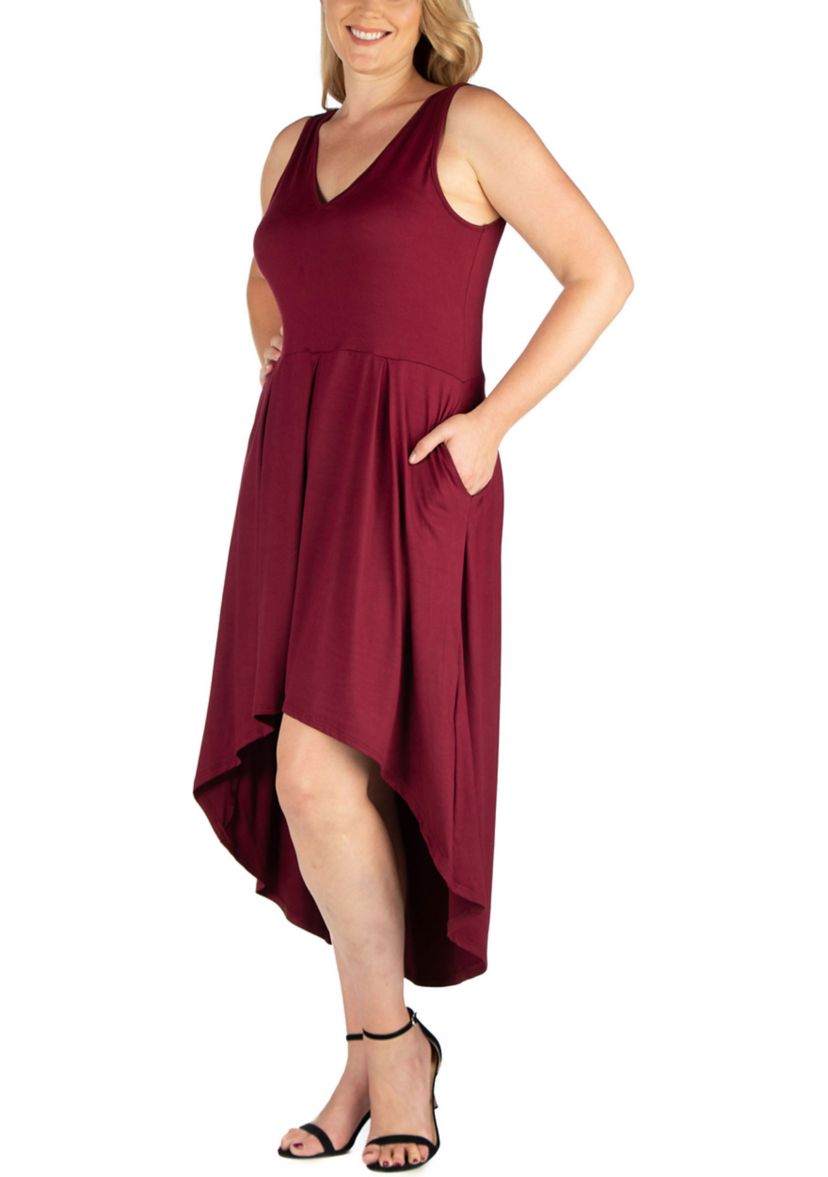 Plus Size High Low Party Dress with Pockets