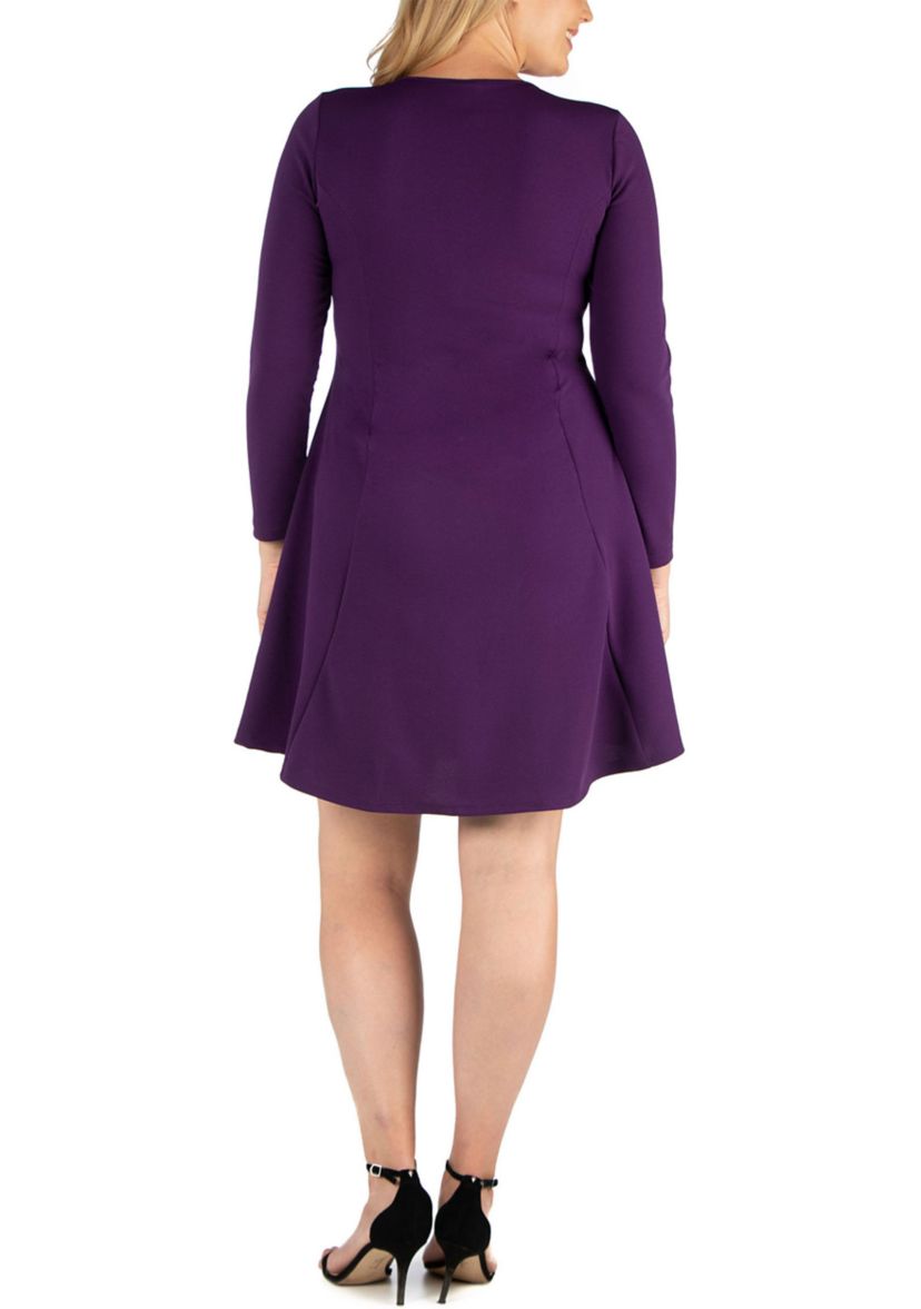 Plus Size Long Sleeve Knee Length Skater Dress