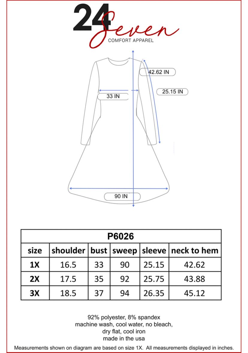 Plus Size Long Sleeve Knee Length Skater Dress