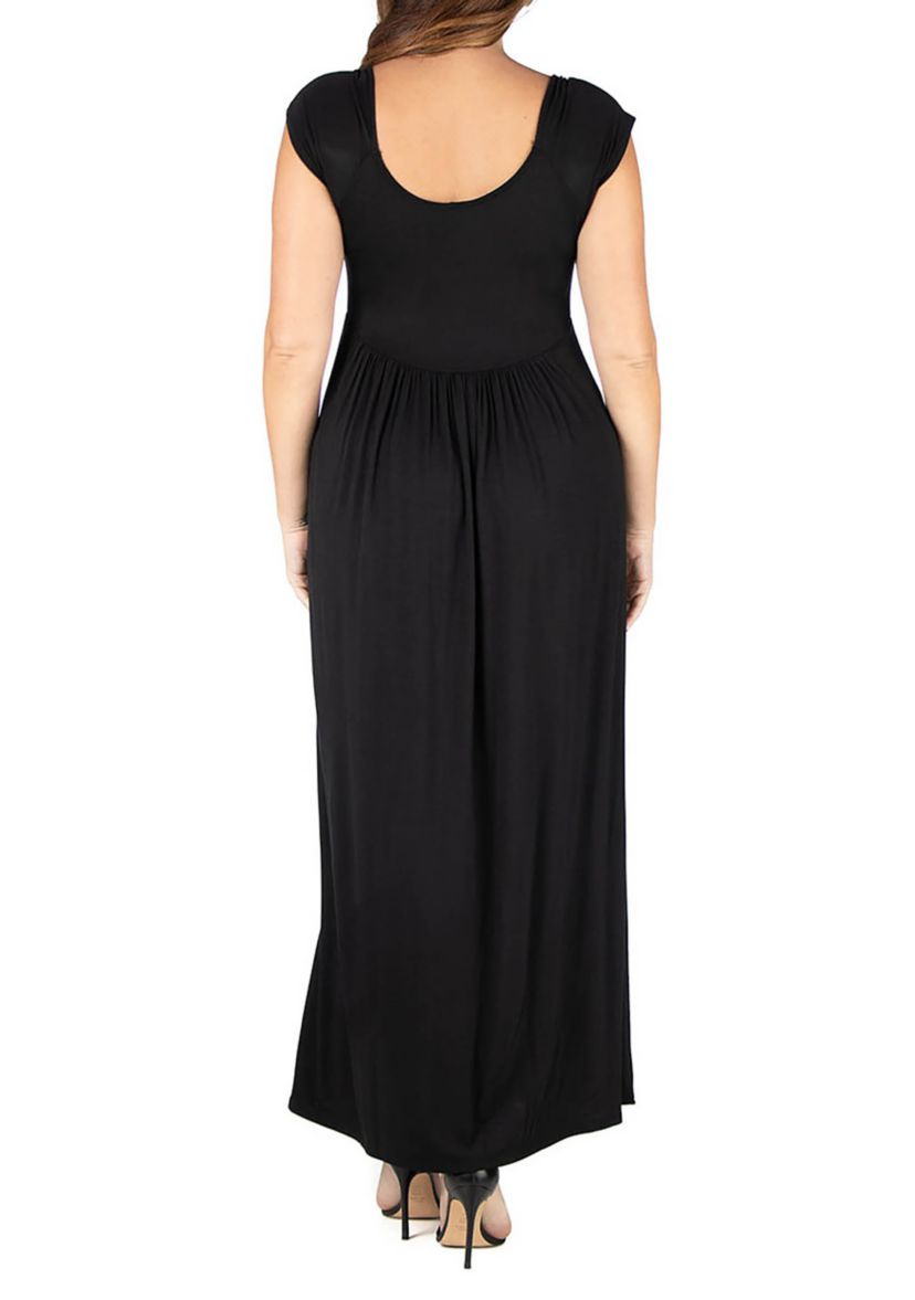 Cap Sleeve Empire Waist Plus Size Maxi Dress