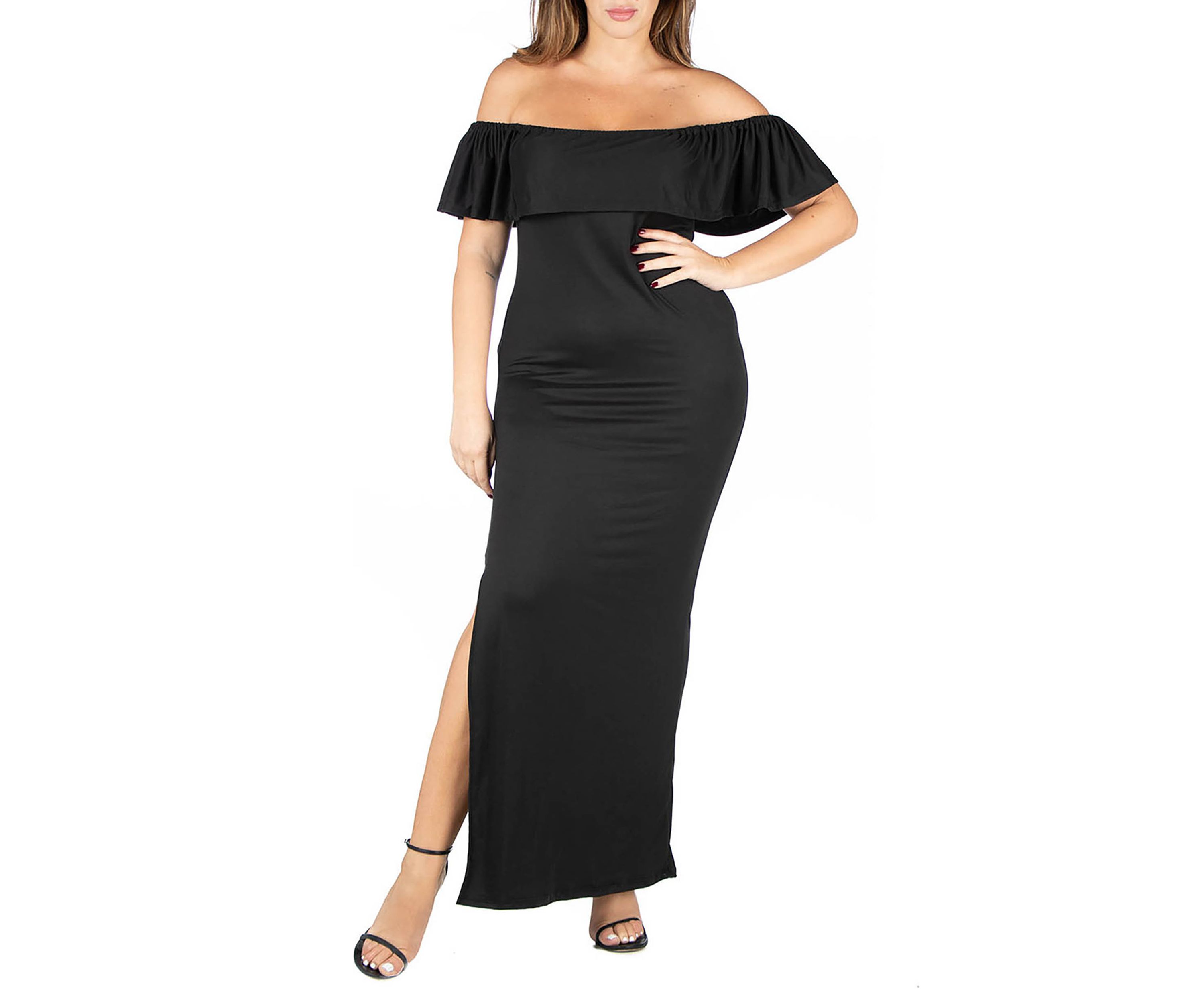 Plus Size Ruffle Off The Shoulder  Maxi Dress