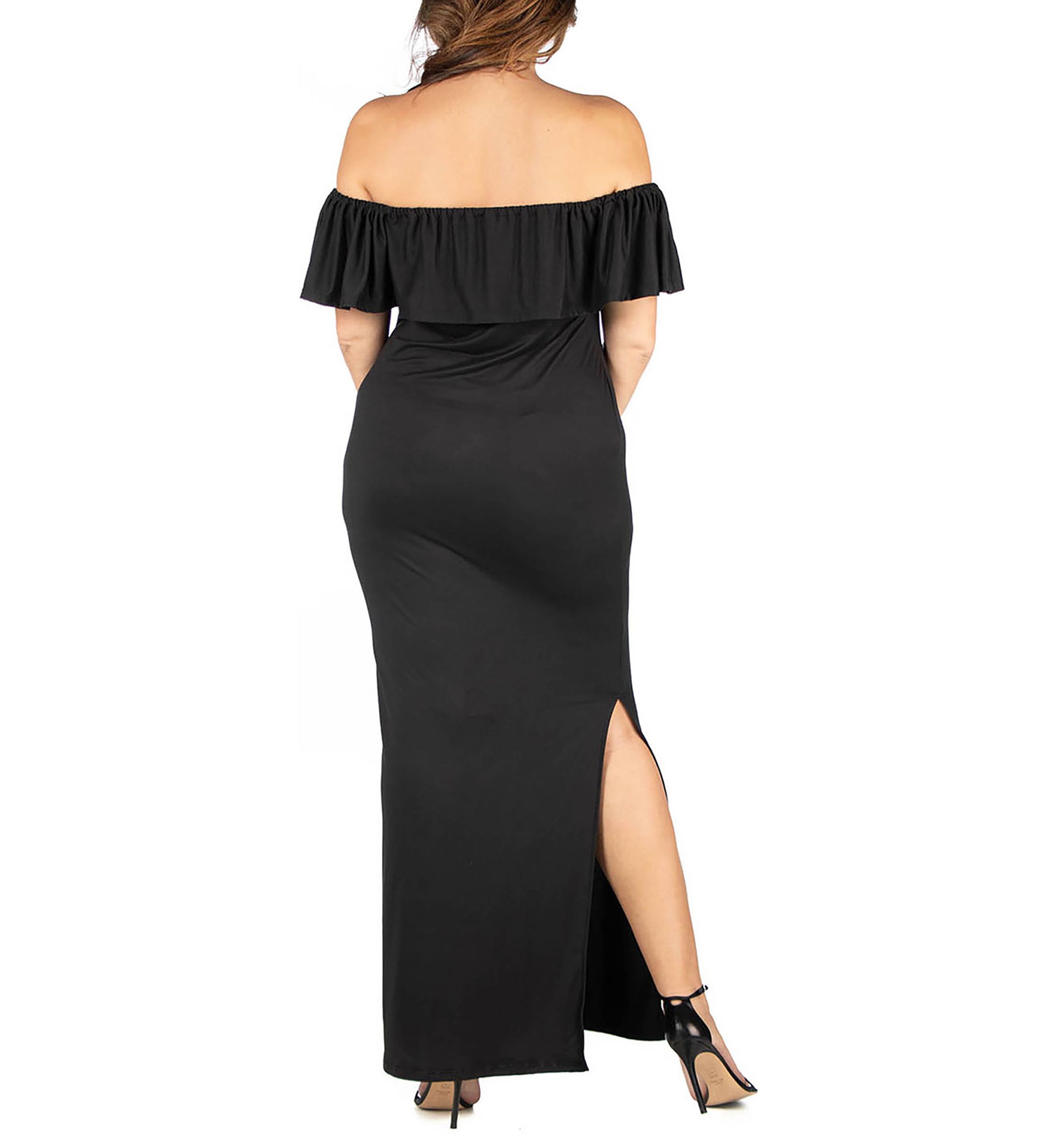 Plus Size Ruffle Off The Shoulder  Maxi Dress