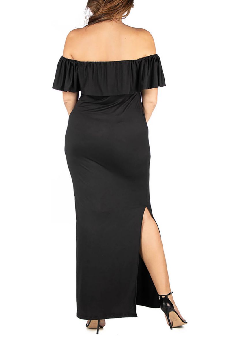 Plus Size Ruffle Off The Shoulder  Maxi Dress