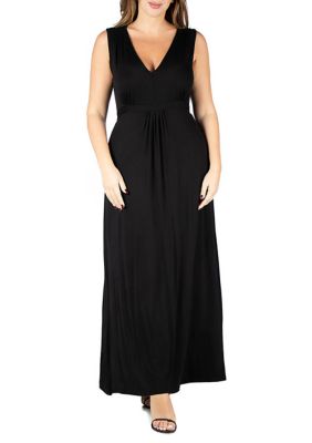 24seven Comfort Apparel Women's Plus Size Sleeveless Empire Waist Maxi Dress