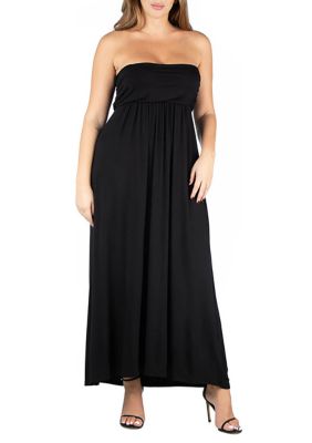 24seven Comfort Apparel Women's Plus Size Strapless Maxi Dress