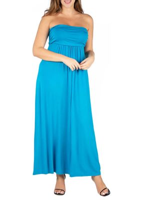 24seven Comfort Apparel Plus Size Strapless Maxi Dress | belk