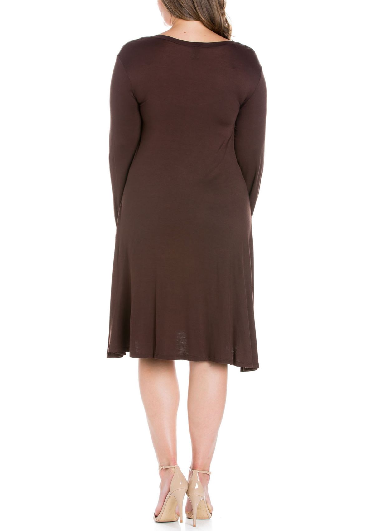 Classic Long Sleeve Plus Size Flared Mini Dress