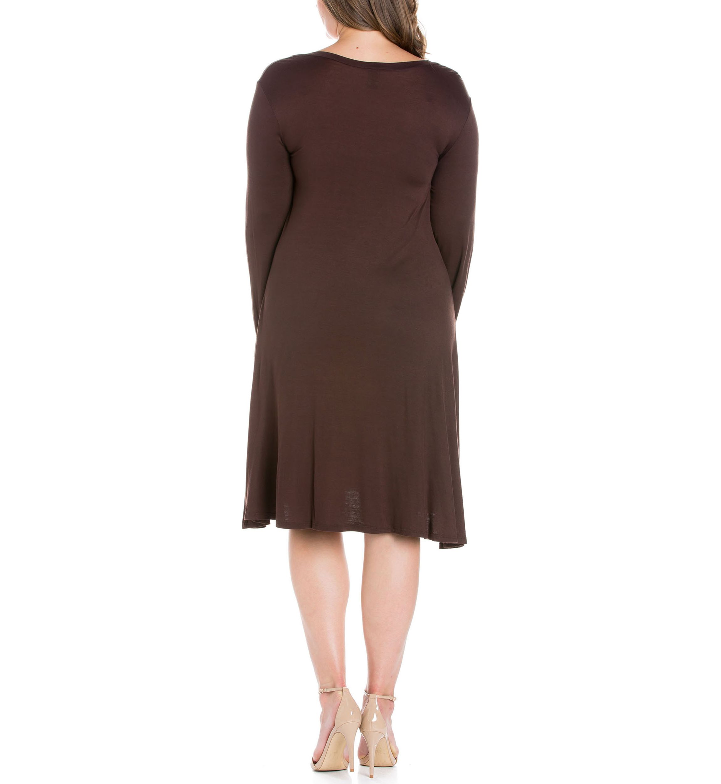 Classic Long Sleeve Plus Size Flared Mini Dress