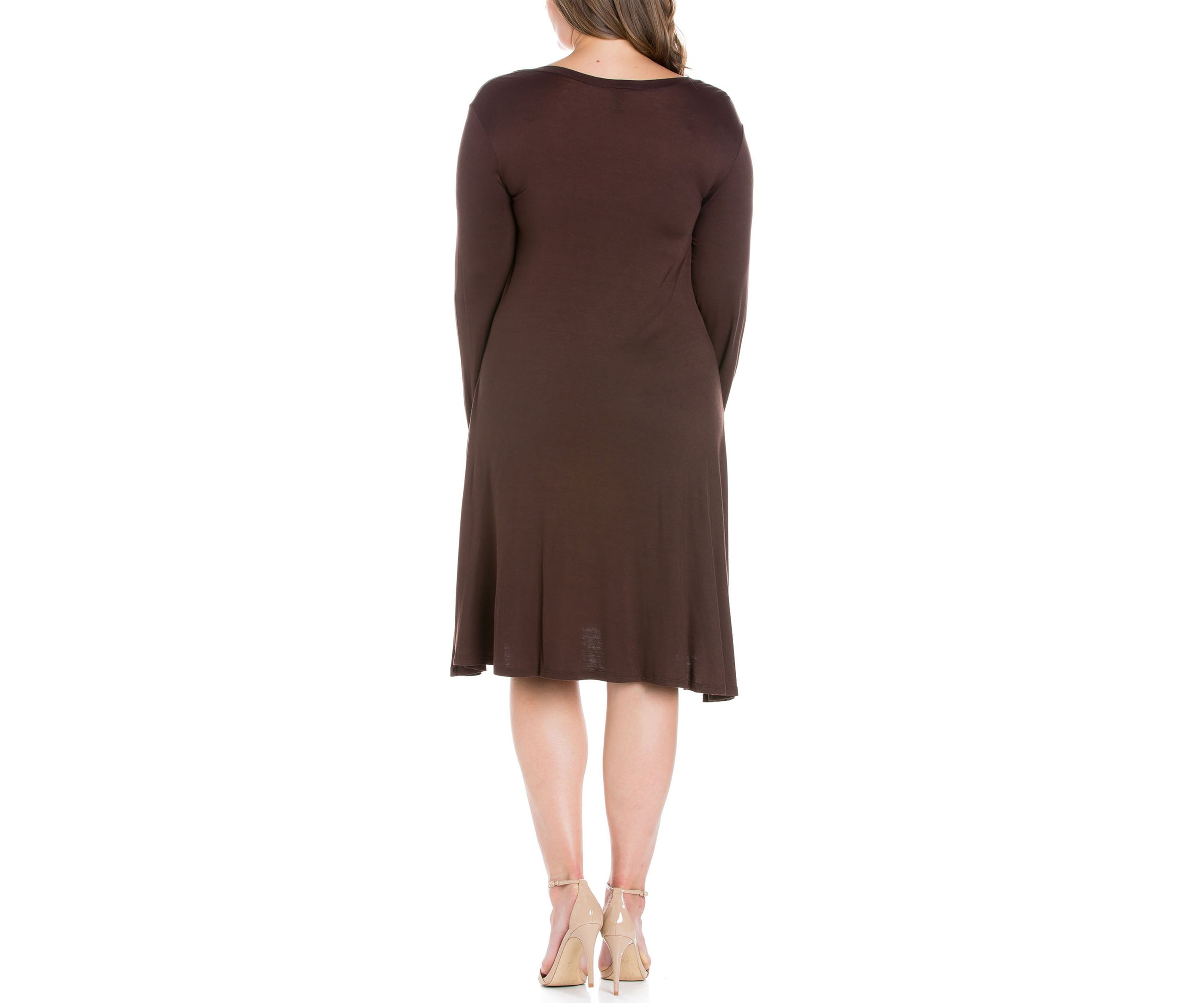 Classic Long Sleeve Plus Size Flared Mini Dress