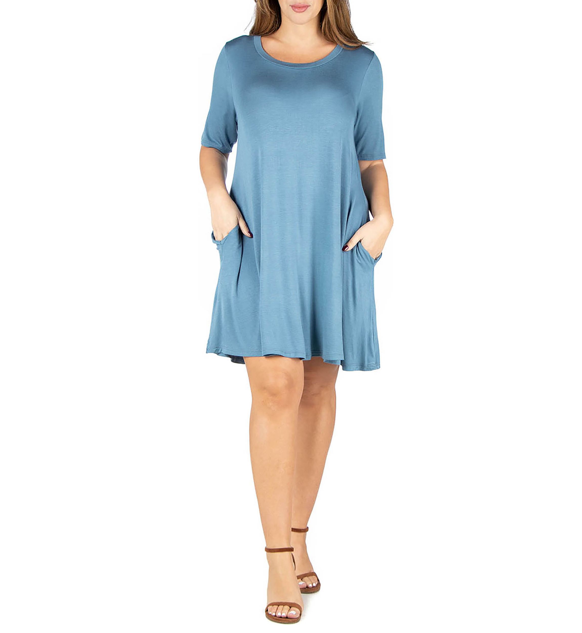 Plus Size Knee Length  Pocket T Shirt Dress
