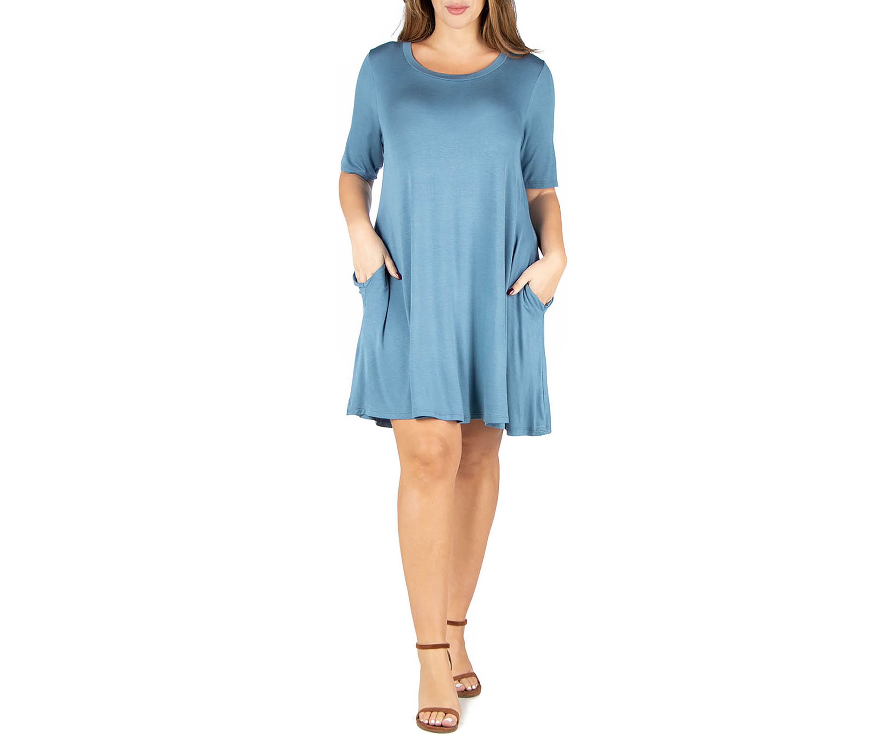 Plus Size Knee Length  Pocket T Shirt Dress
