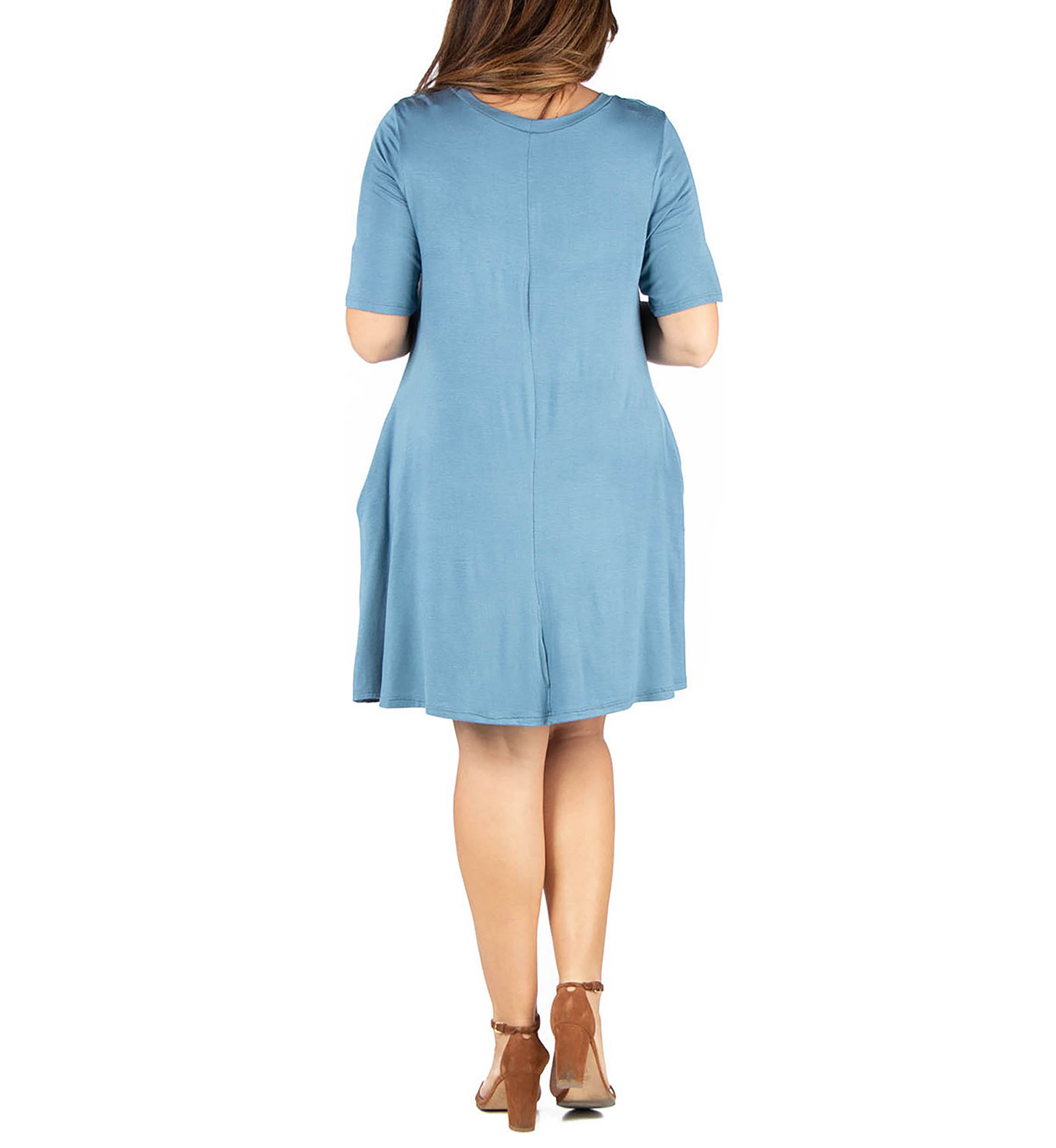 Plus Size Knee Length  Pocket T Shirt Dress